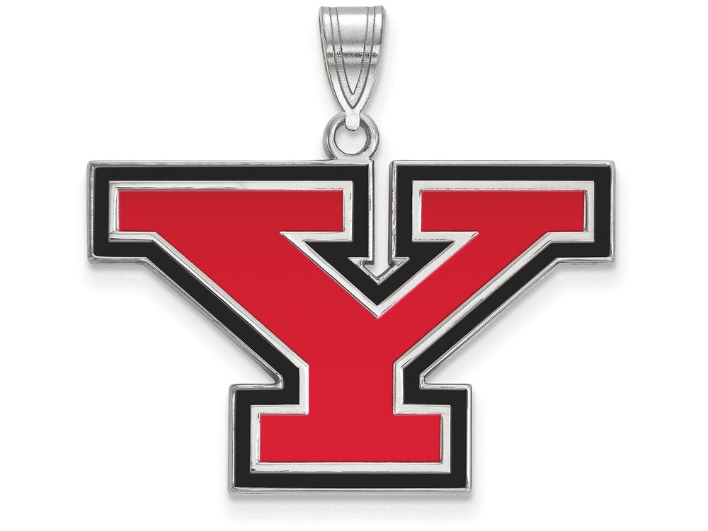LogoArt Sterling Silver Youngstown State University Large Enamel Pendant Necklace