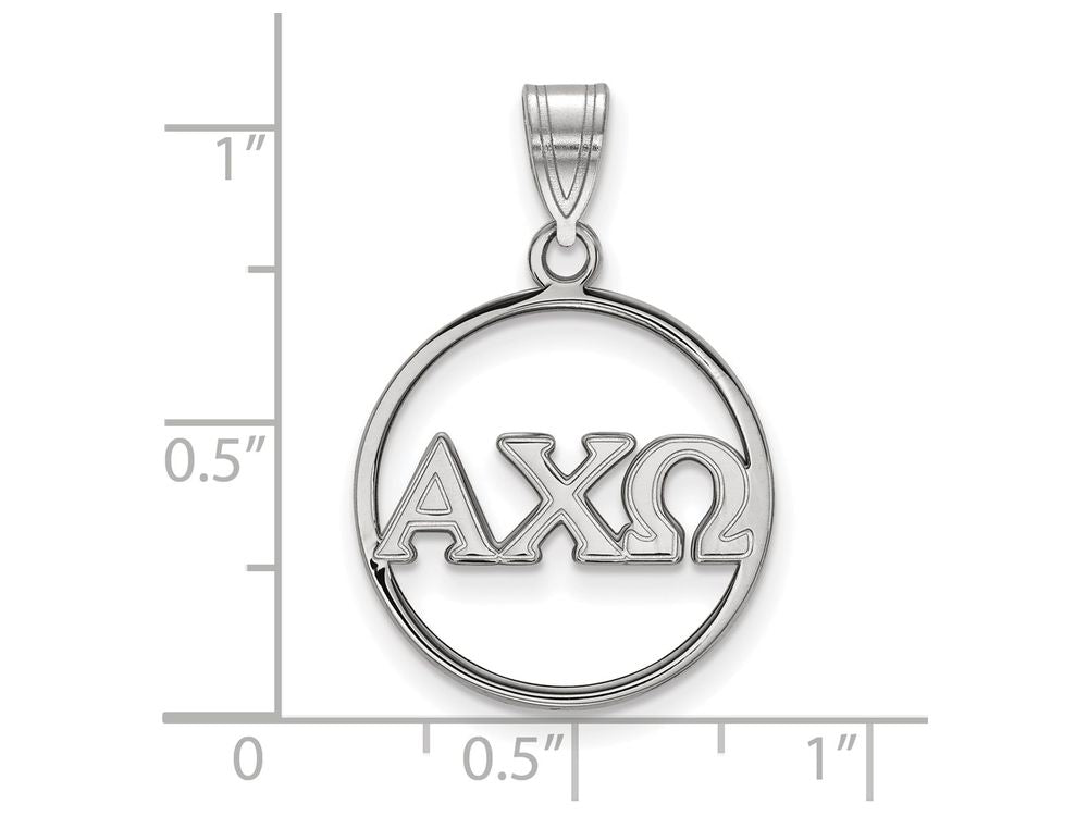 LogoArt Sterling Silver Alpha Chi Omega Small Circle Pendant Necklace
