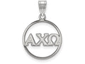 LogoArt Sterling Silver Alpha Chi Omega Small Circle Pendant Necklace