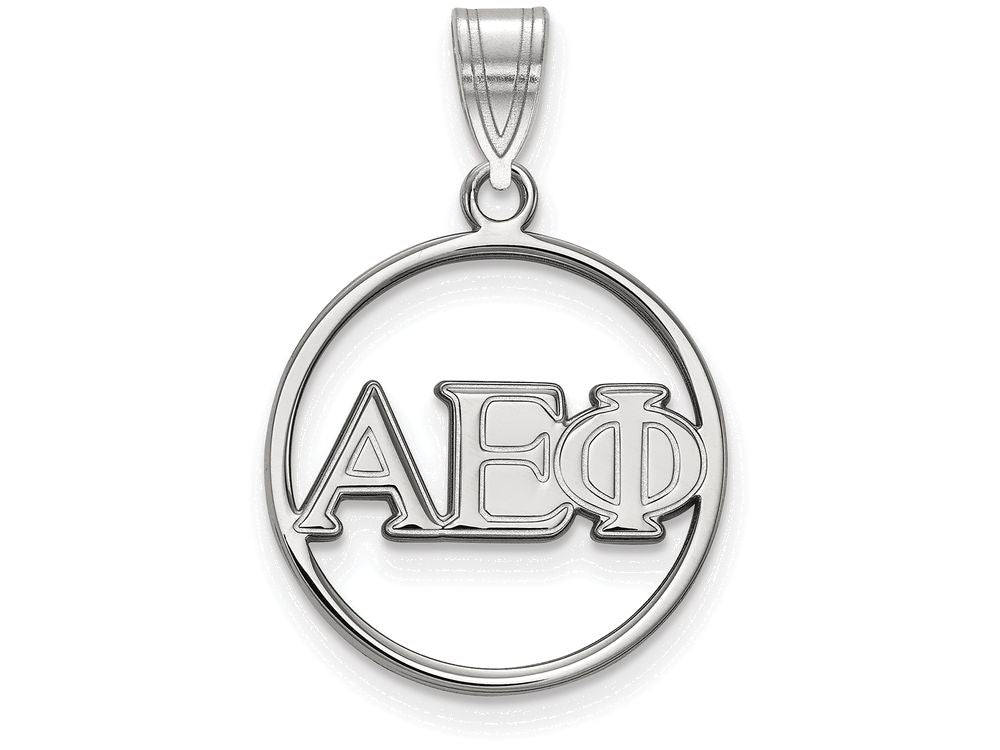 LogoArt Sterling Silver Alpha Epsilon Phi Small Circle Pendant Necklace