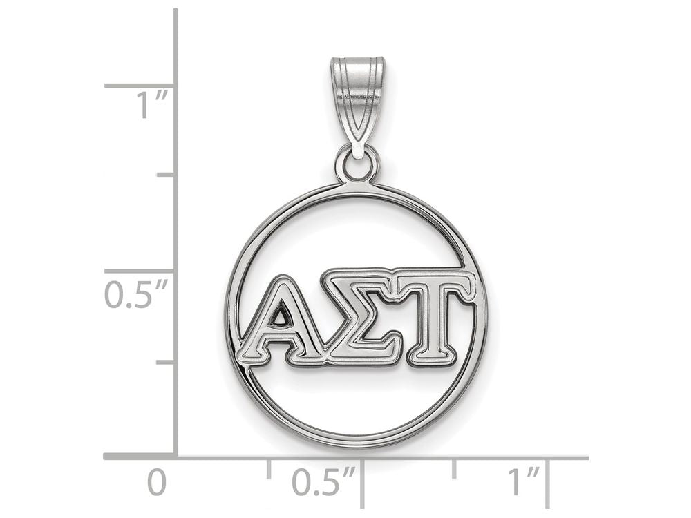 LogoArt Sterling Silver Alpha Sigma Tau Small Circle Pendant Necklace