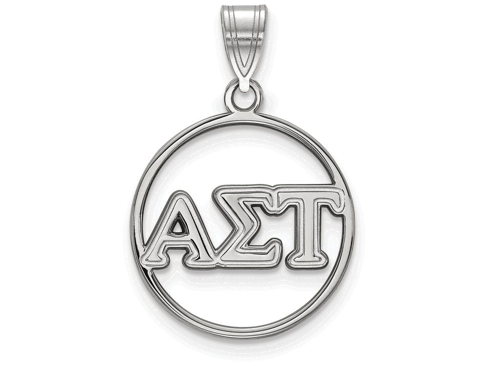 LogoArt Sterling Silver Alpha Sigma Tau Small Circle Pendant Necklace