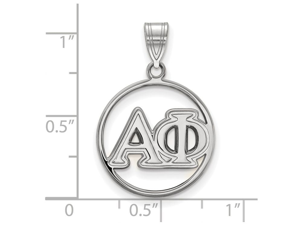 LogoArt Sterling Silver Alpha Phi Small Circle Pendant Necklace