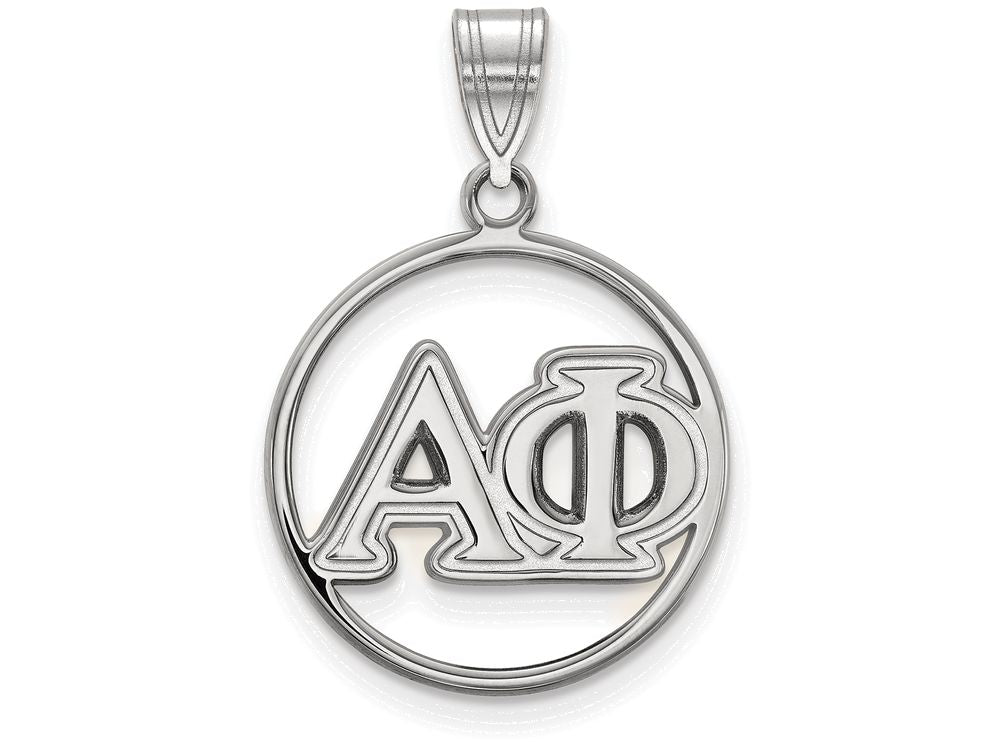 LogoArt Sterling Silver Alpha Phi Small Circle Pendant Necklace