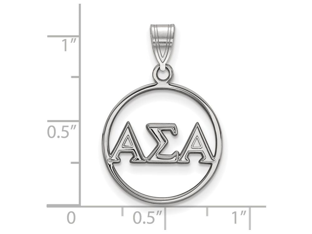 LogoArt Sterling Silver Alpha Sigma Alpha Small Circle Pendant Necklace