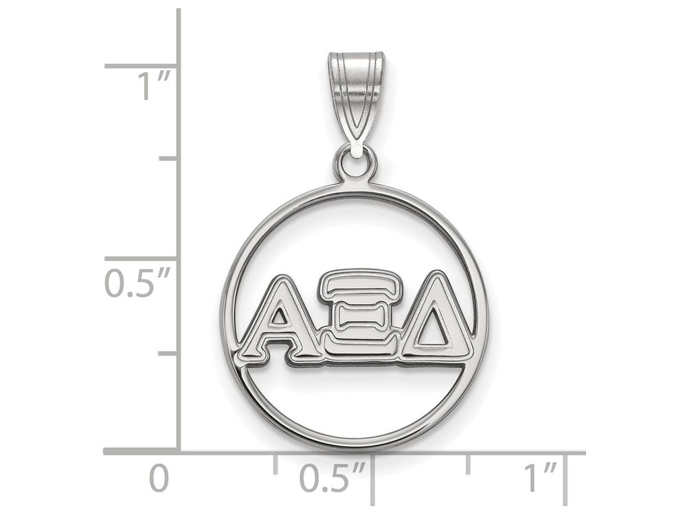 LogoArt Sterling Silver Alpha Xi Delta Small Circle Pendant Necklace