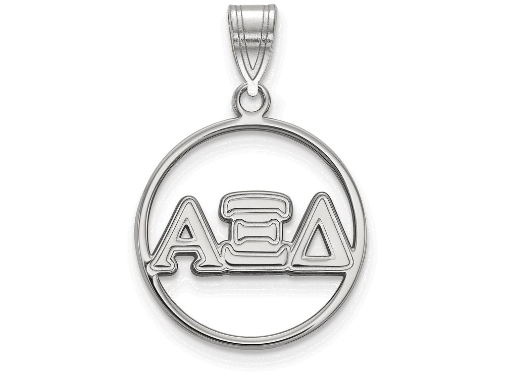 LogoArt Sterling Silver Alpha Xi Delta Small Circle Pendant Necklace