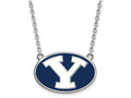 LogoArt Sterling Silver Brigham Young University Enamel Large Pendant Necklace