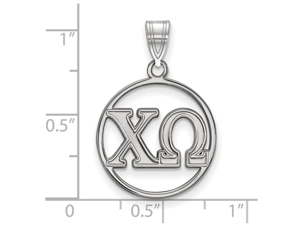 LogoArt Sterling Silver Chi Omega Small Circle Pendant Necklace