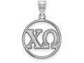 LogoArt Sterling Silver Chi Omega Small Circle Pendant Necklace