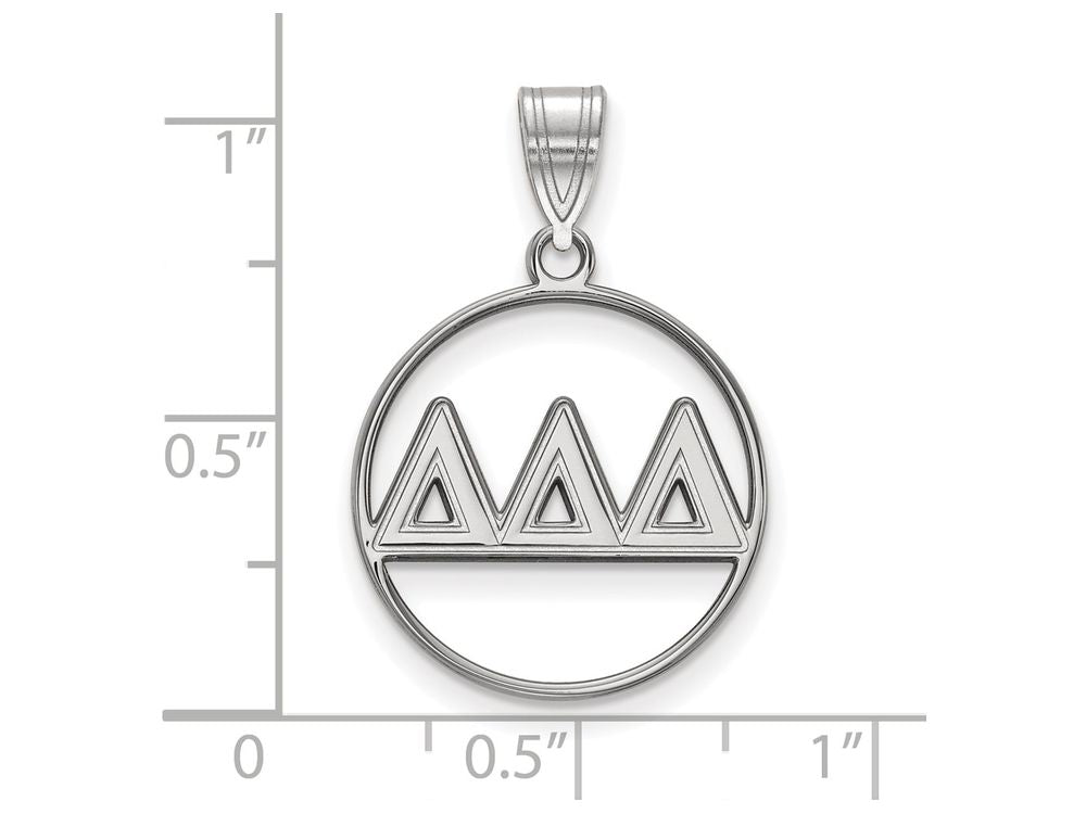 LogoArt Sterling Silver Delta Delta Delta Small Circle Pendant Necklace