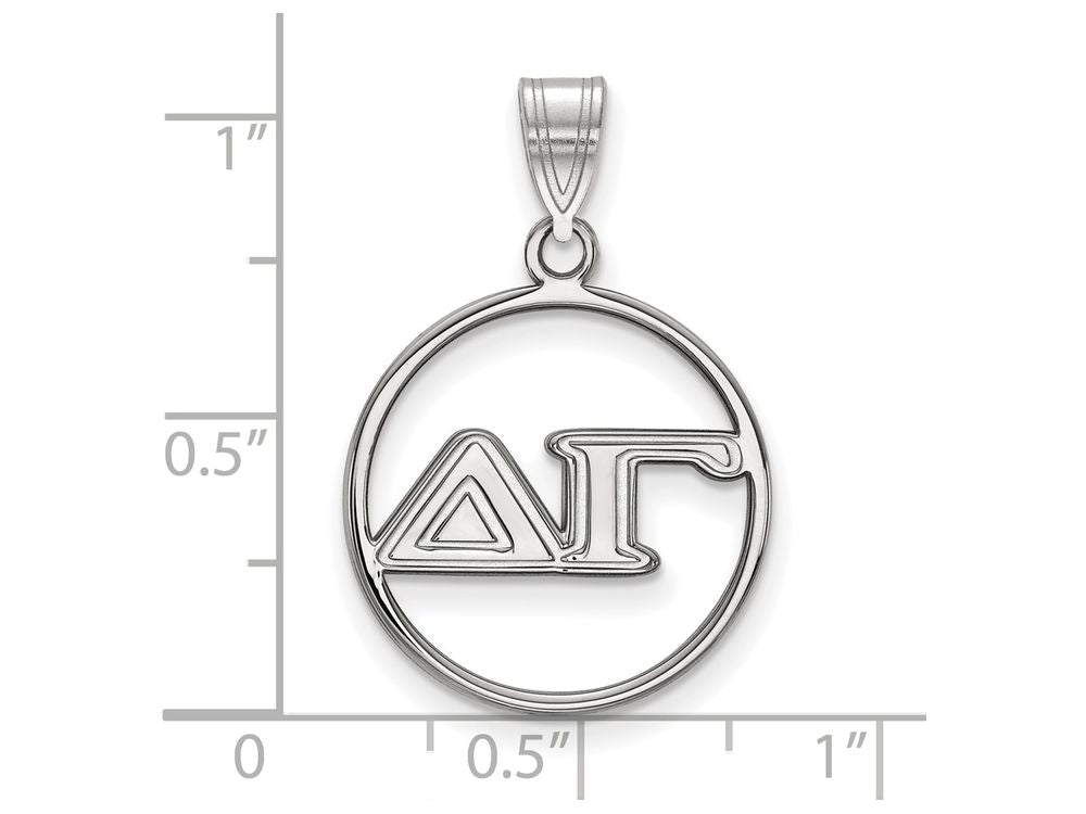 LogoArt Sterling Silver Delta Gamma Small Circle Pendant Necklace