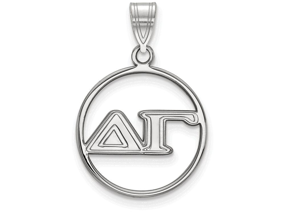 LogoArt Sterling Silver Delta Gamma Small Circle Pendant Necklace