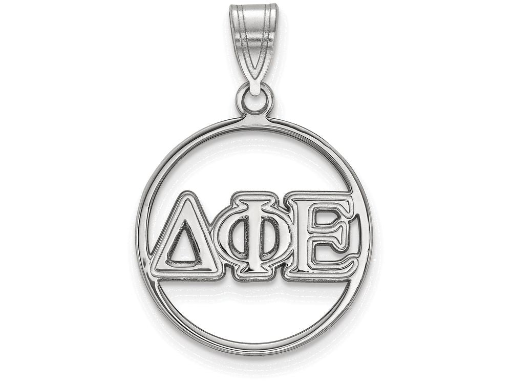 LogoArt Sterling Silver Delta Phi Epsilon Small Circle Pendant Necklace