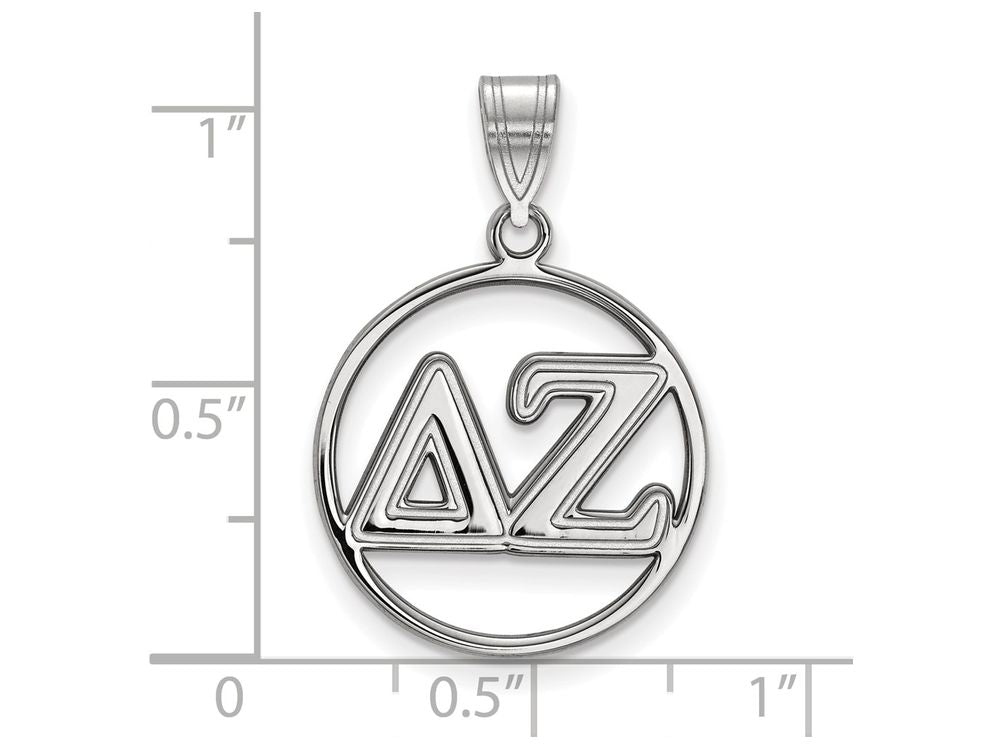 LogoArt Sterling Silver Delta Zeta Small Circle Pendant Necklace