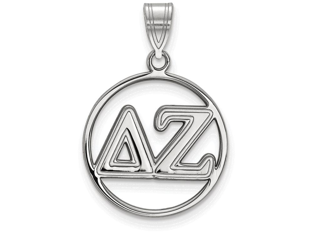 LogoArt Sterling Silver Delta Zeta Small Circle Pendant Necklace