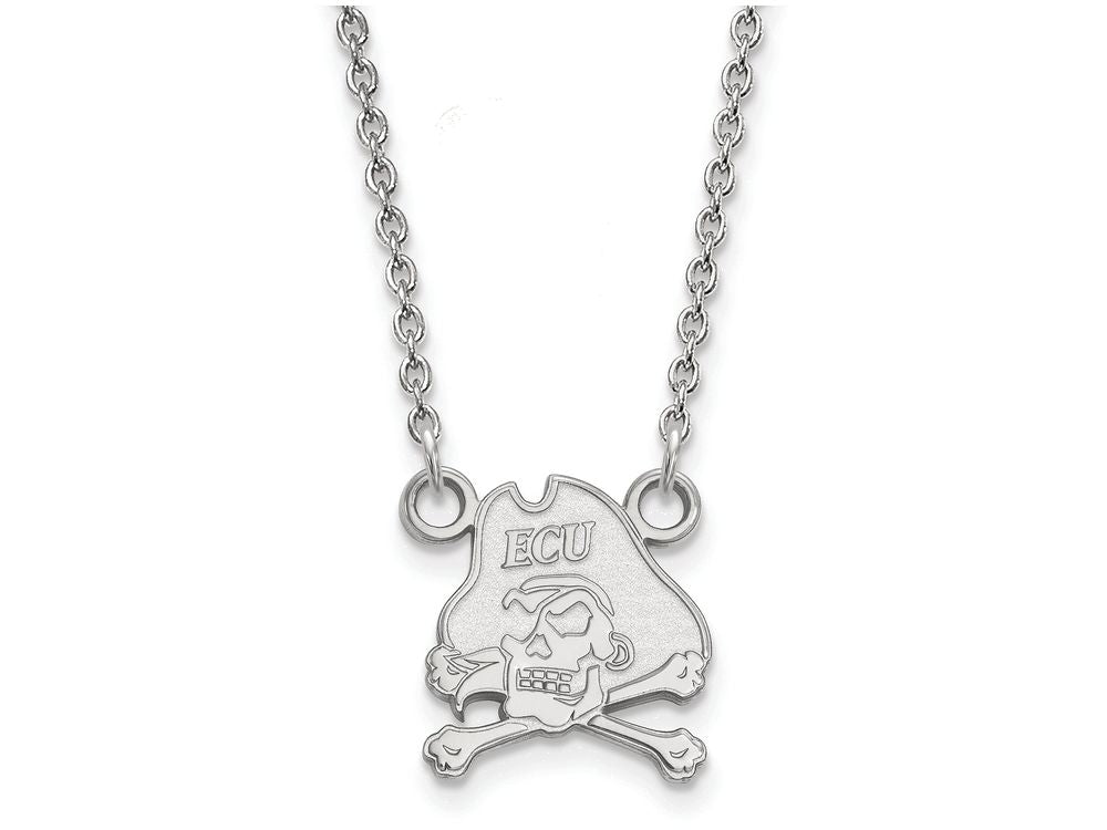 LogoArt Sterling Silver East Carolina University Small Pendant Necklace