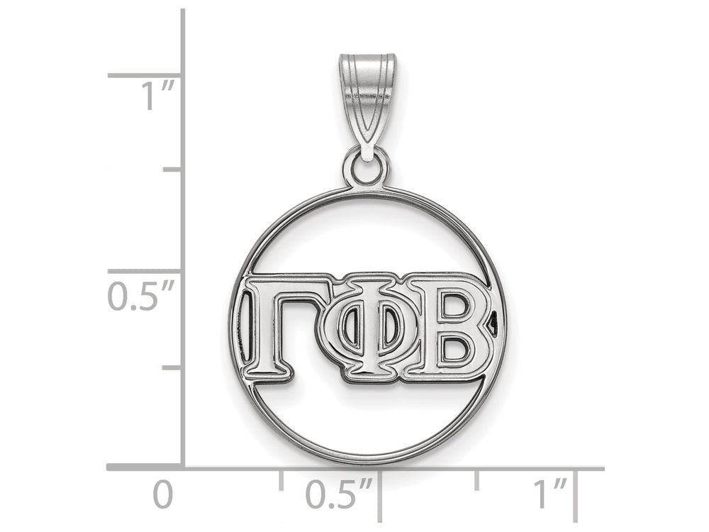 LogoArt Sterling Silver Gamma Phi Beta Small Circle Pendant Necklace