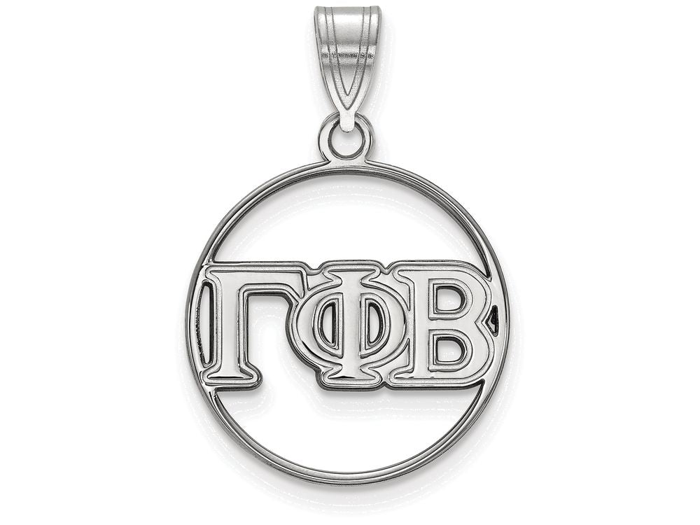 LogoArt Sterling Silver Gamma Phi Beta Small Circle Pendant Necklace