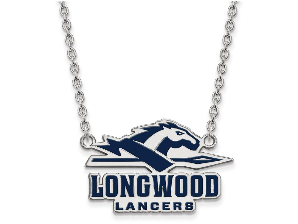 LogoArt Sterling Silver Longwood University Large Enamel Pendant Necklace
