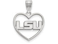 LogoArt Sterling Silver Louisiana State University Pendant Necklace In Heart