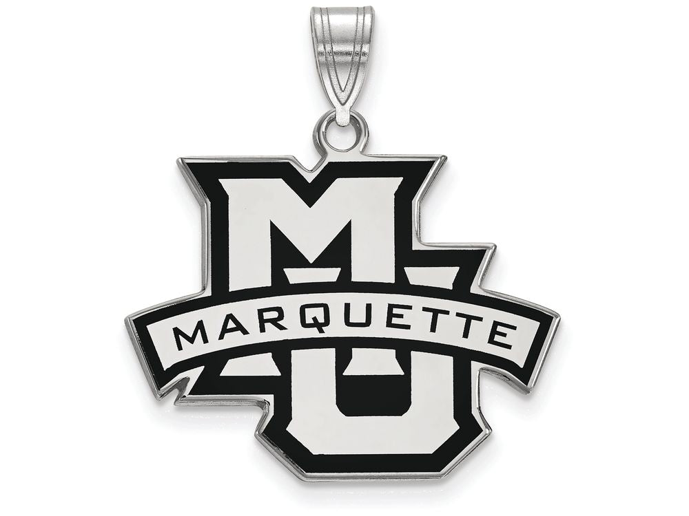 LogoArt Sterling Silver Marquette University Large Enamel Pendant Necklace