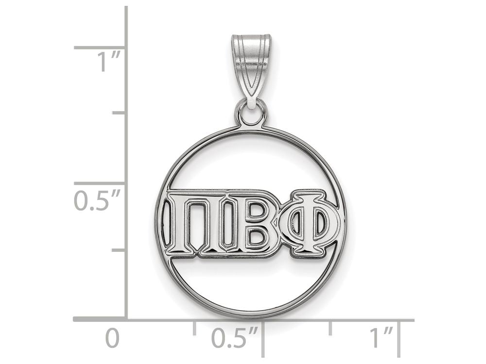 LogoArt Sterling Silver Pi Beta Phi Small Circle Pendant Necklace