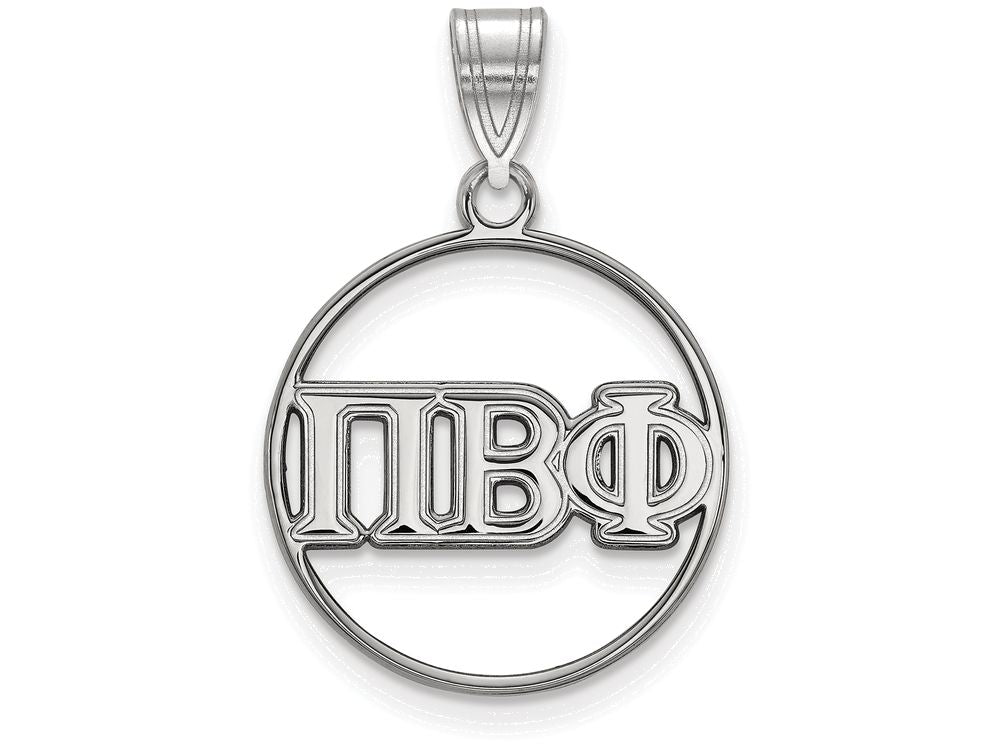 LogoArt Sterling Silver Pi Beta Phi Small Circle Pendant Necklace