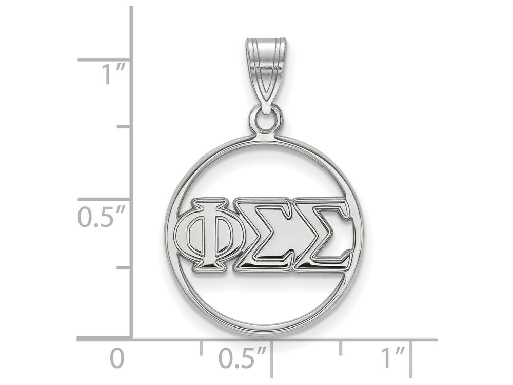 LogoArt Sterling Silver Phi Sigma Sigma Small Circle Pendant Necklace
