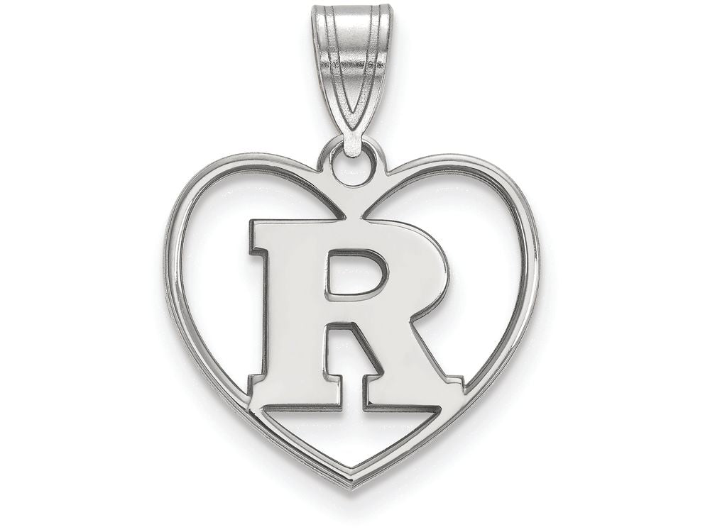 LogoArt Sterling Silver Rutgers Pendant Necklace In Heart