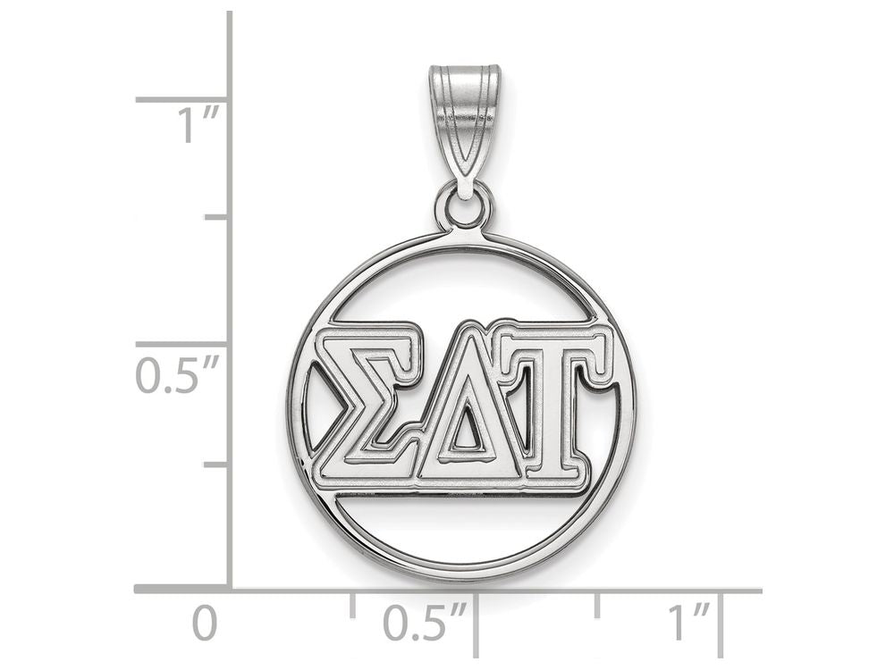 LogoArt Sterling Silver Sigma Delta Tau Small Circle Pendant Necklace