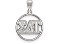 LogoArt Sterling Silver Sigma Delta Tau Small Circle Pendant Necklace