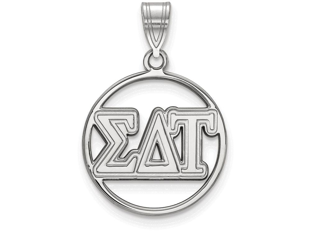 LogoArt Sterling Silver Sigma Delta Tau Small Circle Pendant Necklace