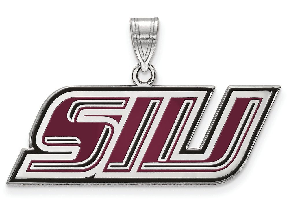 LogoArt Sterling Silver Southern Illinois University Small Enamel Pendant Necklace