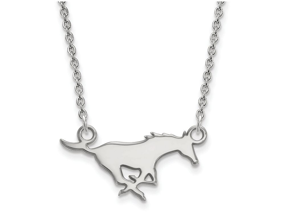 LogoArt Sterling Silver Southern Methodist University Small Pendant Necklace