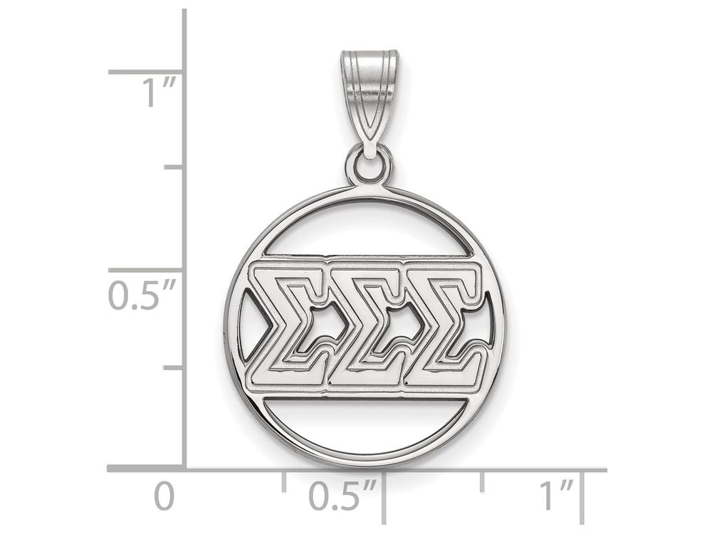 LogoArt Sterling Silver Sigma Sigma Sigma Small Circle Pendant Necklace