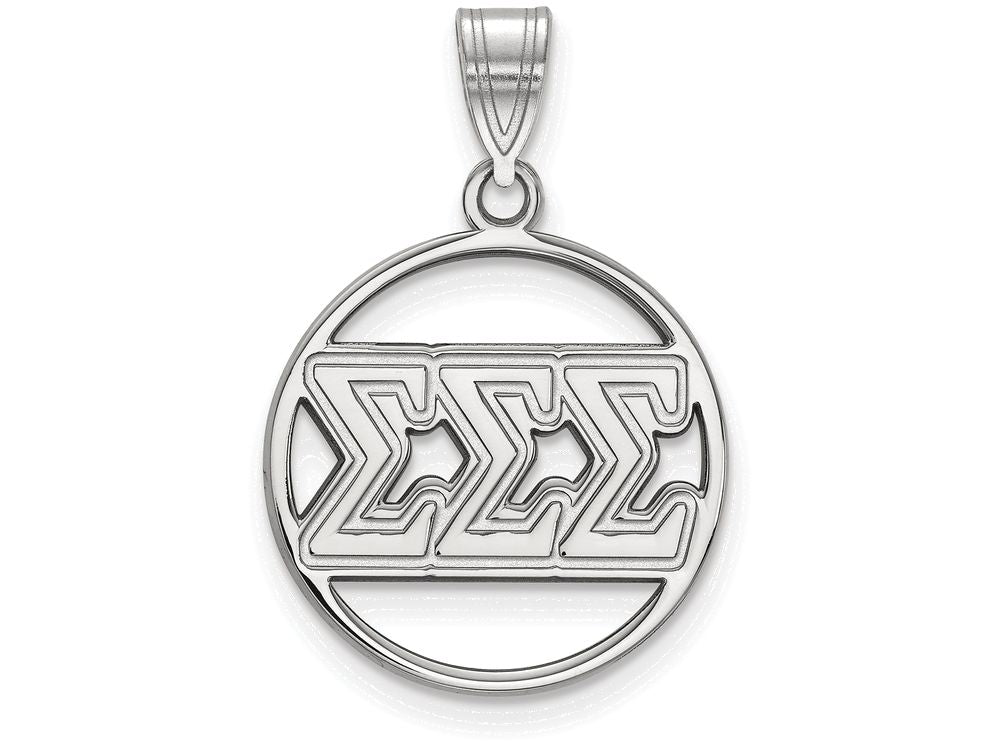 LogoArt Sterling Silver Sigma Sigma Sigma Small Circle Pendant Necklace