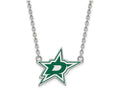 LogoArt Sterling Silver Dallas Stars Large Enamel Pendant Necklace