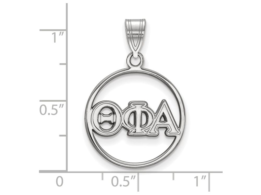 LogoArt Sterling Silver Theta Phi Alpha Small Circle Pendant Necklace