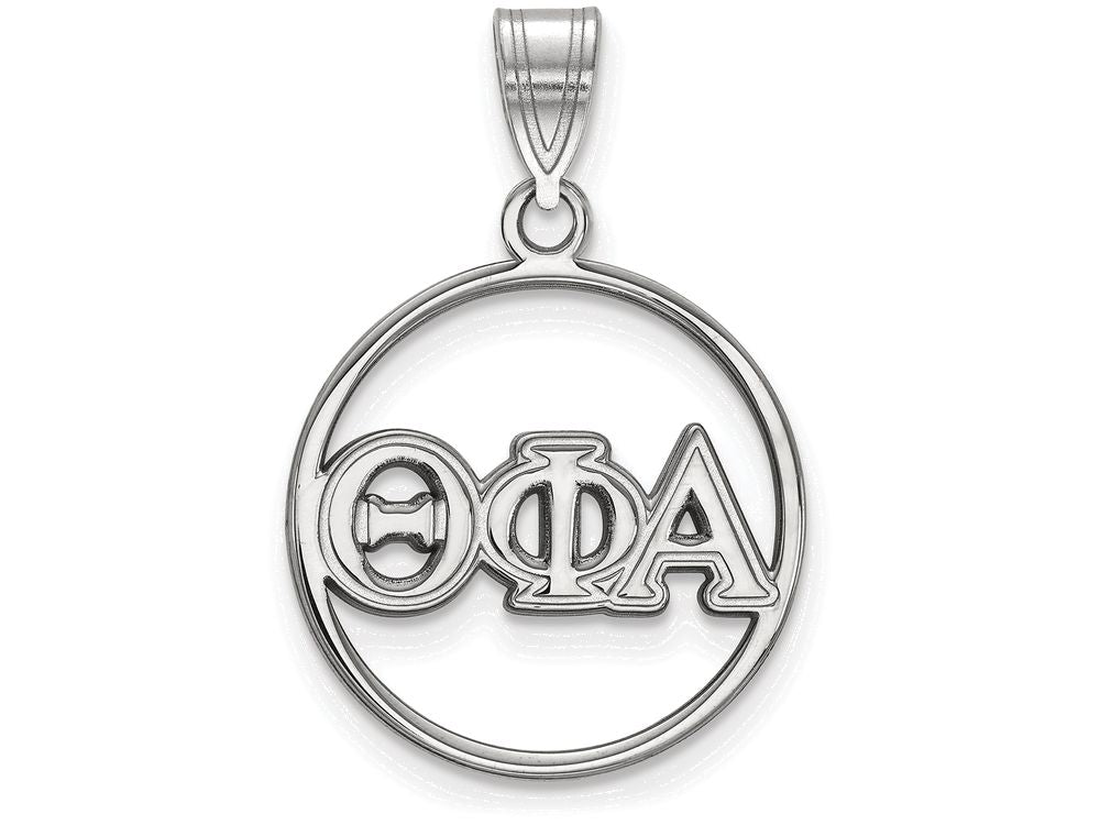 LogoArt Sterling Silver Theta Phi Alpha Small Circle Pendant Necklace