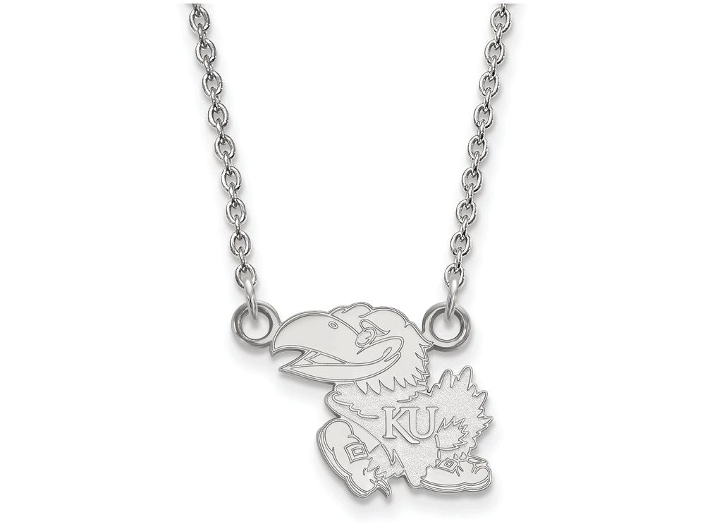 LogoArt Sterling Silver University Of Kansas Small Pendant Necklace