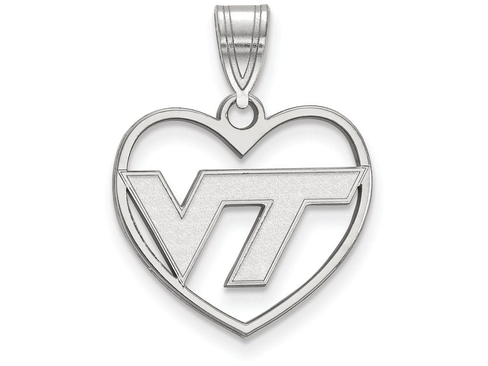 LogoArt Sterling Silver Virginia Tech Pendant Necklace In Heart