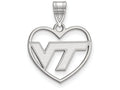 LogoArt Sterling Silver Virginia Tech Pendant Necklace In Heart