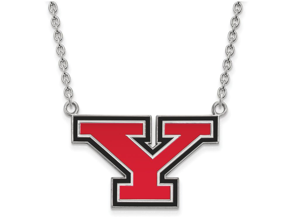 LogoArt Sterling Silver Youngstown State University Large Enamel Pendant Necklace