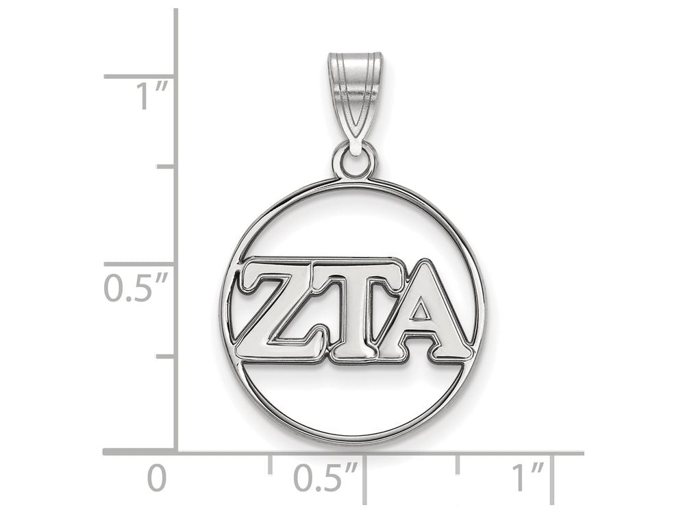 LogoArt Sterling Silver Zeta Tau Alpha Small Circle Pendant Necklace