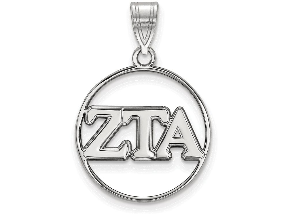 LogoArt Sterling Silver Zeta Tau Alpha Small Circle Pendant Necklace