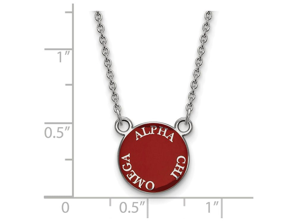 LogoArt Sterling Silver Alpha Chi Omega Extra Small Enameled Pendant Necklace With 18 Inch