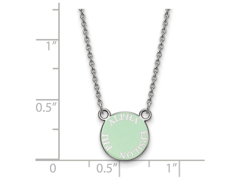 LogoArt Sterling Silver Alpha Epsilon Phi Extra Small Enameled Pendant Necklace With 18 Inch