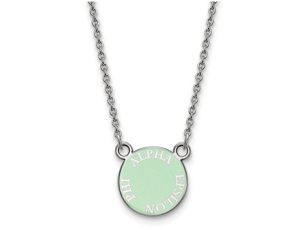 LogoArt Sterling Silver Alpha Epsilon Phi Extra Small Enameled Pendant Necklace With 18 Inch