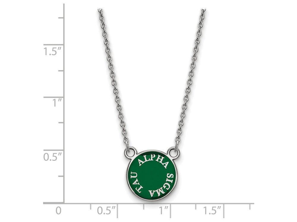 LogoArt Sterling Silver Alpha Sigma Tau Extra Small Enameled Pendant Necklace With 18 Inch
